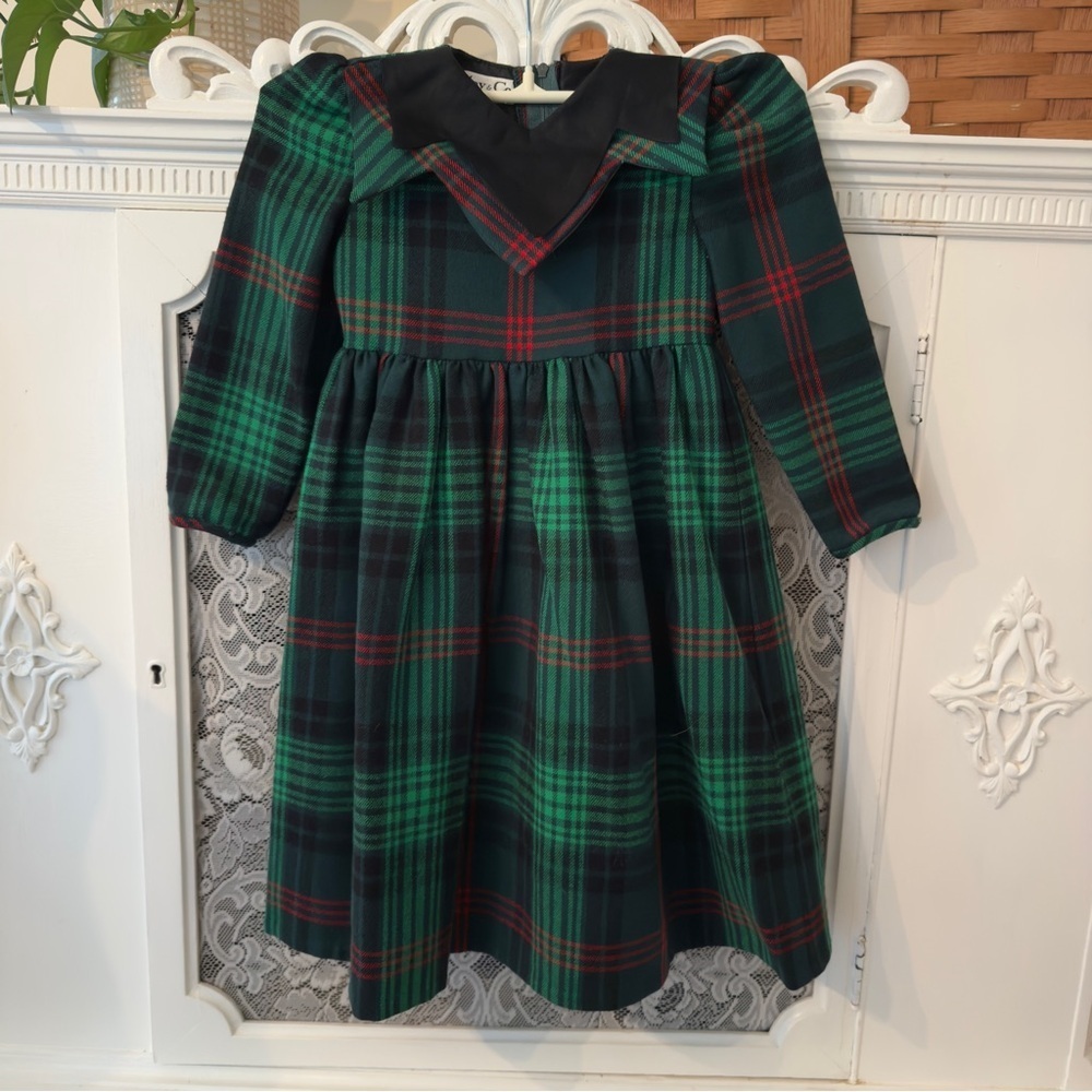 Vintage Malley & Co Dallas Girls 
Tartan Plaid Wool Long Sleeve Dress